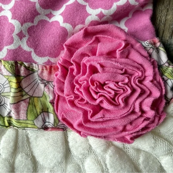Giggle Moon Ruffle Dress Set Pink Floral Outfit Girls 24M Boutique - Picture 6 of 8